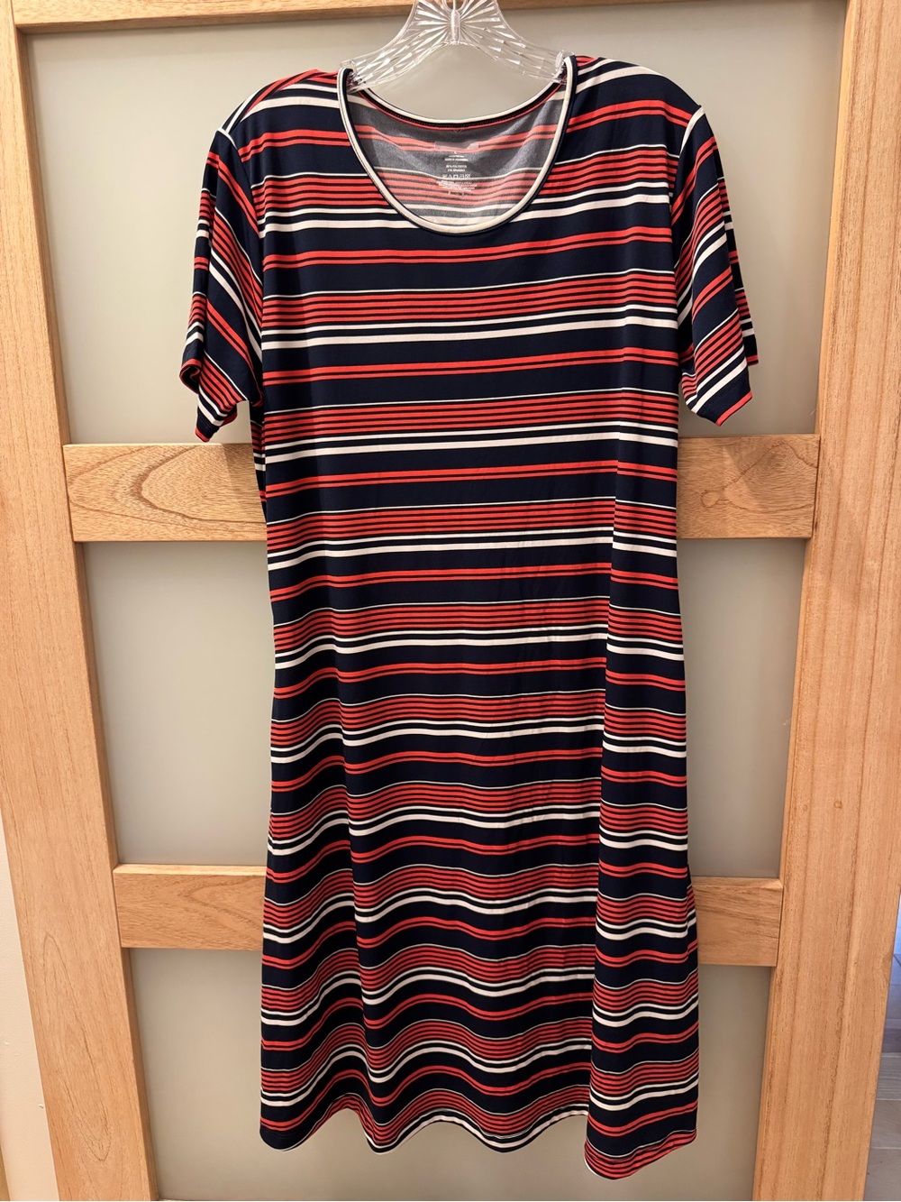 Tommy Hilfiger(?) Navy, Red & Cream Striped Midi Dress